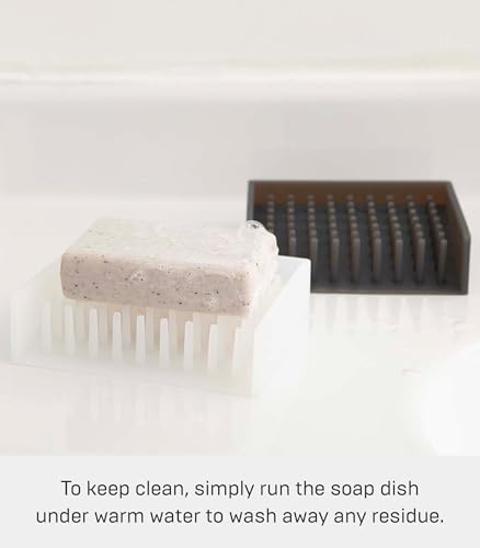 Yamazaki Home Self Draining Soap Tray - Floating Holder Dish for Sink, Silicone, No Assembly Req. - color: Black