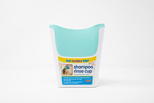 Shampoo Rinse Cup for Kids | Baby Bath Pail | Tear Free Baby Rinser Pail - Three Color Choices - color: White/Aqua