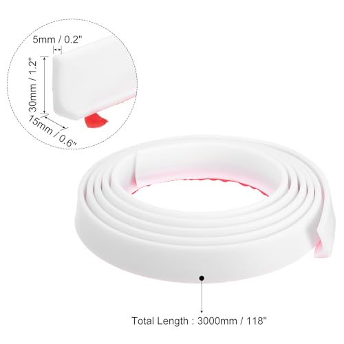 uxcell 118 Inch Collapsible Shower Barrier Stopper Water Splash Guard Blocker 118"Lx0.6"Wx1.2"H for Bathroom Kitchen Wet and Dry Separation, White - color: White, size: 118"Lx0.6"Wx1.2"H