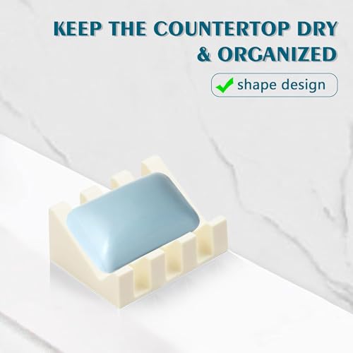 Self Draining Soap Dish Holder,Silicone Soap Dish,for Bathroom,Kitchen, Sponges，Can Extend Soap Life，Keep Soap Bars Dry and Easy Cleaning (Cream White,1-Pack) - color: Cream White,1-pack