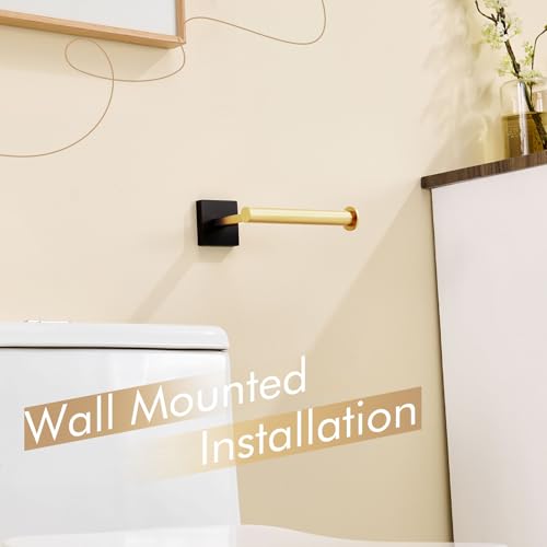 KOKOSIRI Toilet Paper Holder Toilet Roll Holders Hold Mega Rolls Kitchen Bathroom Tissue Paper Dispenser Black with Gold Stainless Steel, B2008GDK - color: Black Gold, size: Vertical