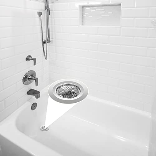 Ohtomber 2PCS Bathtub Drain Strainer - 2.79 inch Bathtub Floor Shower Hair Drain Catcher Cover, Stainless Steel Bathroom Sink Strainer Filter Basket for Bathroom Sink, Wash Basin