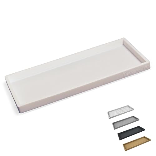 Spacewiser Countertop and Vanity Tray - 11.7" Silicone Bathroom Counter Tray, Dish Soap Trays for Kitchen Counter, Bathroom Counter Organizer Accessories Caddy, Shower Trays Makeup Mat Oil, White - color: White, size: Large 11.7”