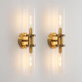 KUZZULL Wall Sconces Set of Two Brushed Brass Gold Sconces Lighting with Clear Glass Wall Lamp Modern Wall Sconce Light Fixtures Sconces Decor Set of scones Lights Set of 2 - color: brass goldclear
