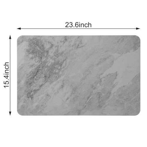 J&V TEXTILES Marble 24x15 Stone Bath Mat Diatomaceous Earth Shower Mat Non-Slip Super Absorbent Diatomite for Bathroom Floor Quick-Drying Easy to Clean (Gray Marble) - color: Gray Marble