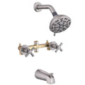 2 Handles Shower Faucet Set with Tub Spout Bathtub Shower Faucet Combo Set Shower System Complete Tub and Shower Trim Kit Wall Mounted Shower Fixtures Brushed Nickel - color: Brushed Nickel, style: 2 Handles