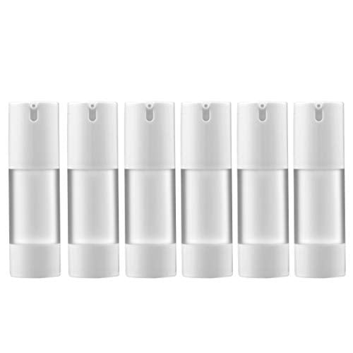 LONGWAY 1 Oz (30ML) Empty Refillable Airless Pump Bottle,Travel Foundation Containers,Airless Cosmetic Pump Bottle for Hand Sanitizer, Toner,Gel,Hair Oil, Lotion and Face Cream (Pack of 6, Frosted) - size: 30 ml