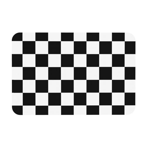 Black and White Checkered Print Bath Mat Rugs 15.7x23.6 in, Checkerboard Diatomaceous Earth Bathroom Rug Rubber Non-Slip Bathroom Mat for Bathroom Kitchen Floor, Tub and Shower Sink - color: Checkered #02