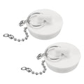 uxcell 2 Pcs Tub Stoppers, Rubber Bathtub Stoppers 1-3/8" Kitchen Sink Drain Stopper, Bathroom Drain Plug with Pull Ring and 15" Beaded Chain, White - size: 1-3/8"
