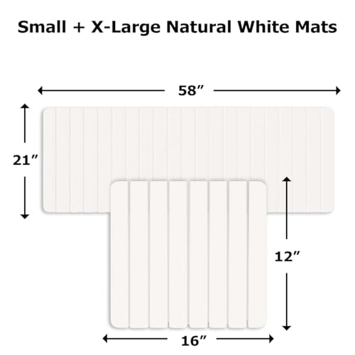 Diatomite Quick-Dry Water Absorbing Bath Mat Sets-XLarge+Small Natural White Mat