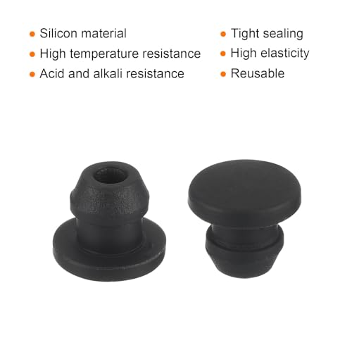 MECCANIXITY Silicone Snap in Locking Hole Plugs,Rubber Panel Seal Cover Flush Type Panel Round for Kitchen Rubber Bulkheads Waterproof Sealing Plugs 5.5mm/0.2 Inch Diameter Black,Pack of 10 - size: 5.5mm
