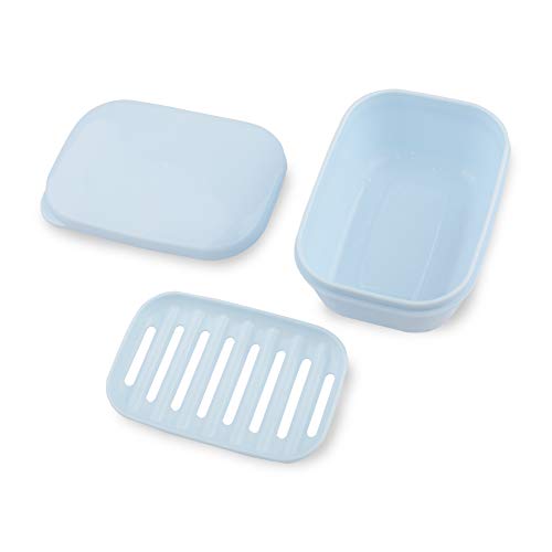 Soap Dish 2 Pack Waterproof Portable Soap Tray for Travel, Home, Outdoor, Camping, Gym - Sky Blue - color: Sky Blue