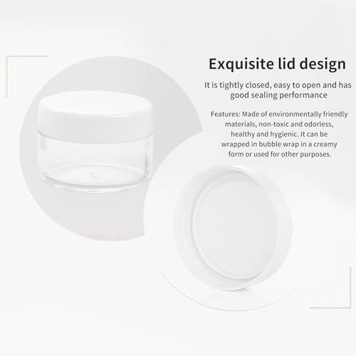 12 Pcs 15ml/0.5oz Small Travel Containers, 4 Pcs Makeup Spatula, Clear Plastic Cosmetic Jar Refillable Roun for Lotion Cream Products Sample Bottles, Plastic with Screw on Lid Container (white) - color: white