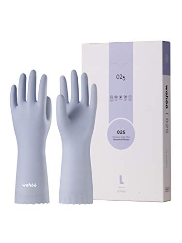 LANON 3 Pairs wahoo Skin-Friendly Cleaning Gloves, Unlined Dishwashing Kitchen Gloves, Reusable, Non-Slip, Icelandic Blue, Medium - color: Icelandic Blue (Pack of 3), size: Medium (Pack of 3)