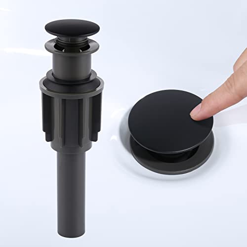 Bathroom Sink Drain Without Overflow, ARCORA Matte Black Pop Up Drain for Vessel Sink Clicker Drain Stopper - color: Black-1 Pack, style: Pon Up Without Overflow