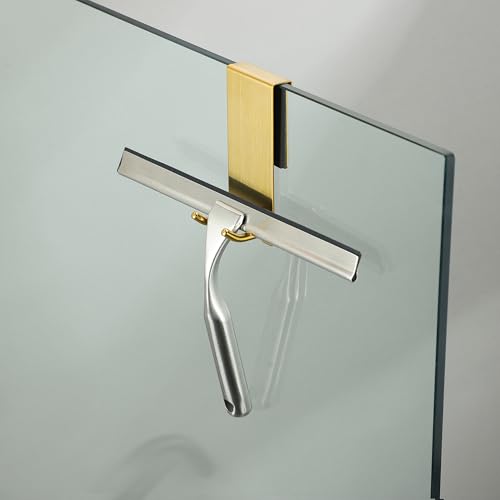 Taozun Shower Door Hooks, Gold Towel Hooks for Bathroom Frameless Glass Door, Shower Squeegee Hooks, 2-Pack, Stainless Steel - color: Gold, size: 2 Pack