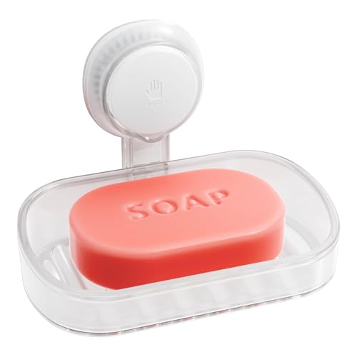TAILI Soap Holder Soap Dish for Shower, Suction Cup Soap Holder for Shower Wall, Bathroom Accessories, Removable Strong Hold Soap Saver, Drill Free, Clear - color: Clear, size: 1 Tier