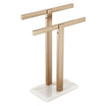KOKOSIRI Hand Towel Bars Standing Towel Racks with Marble Base for Bathroom Kitchen Vanity Countertop, Champagne Bronze Stainless Steel 15.7'' Height THS0001-SM-CPG - color: Champagne Bronze, size: 2-Bar