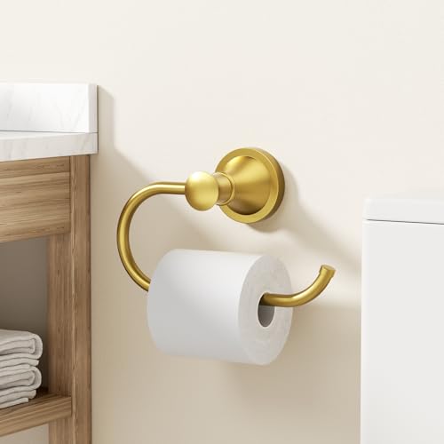 BESy Brushed Gold Toilet Tissue Paper Holder Brushed Gold Bathroom Accessories Toilet roll Paper Hanger, Wall Mounted, Rustproof - color: Brushed Gold