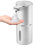 Automatic Foaming Soap Dispenser,4-Level Adjustable Foam, Wall Mount, USB Rechargeable,12.8oz/ 380ml,Touchless Hand & Dish Soap Dispenser for Bathroom, Kitchen,Hotel, Restaurant - color: Silvery