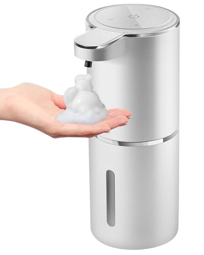 Automatic Foaming Soap Dispenser,4-Level Adjustable Foam, Wall Mount, USB Rechargeable,12.8oz/ 380ml,Touchless Hand & Dish Soap Dispenser for Bathroom, Kitchen,Hotel, Restaurant - color: Silvery