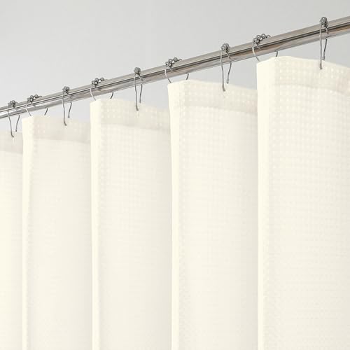 OWENIE Cream Shower Curtain, Stall Small Waffle Weave Heavy Fabric Shower Curtains for Narrow Size Bathroom, Waterproof Soft Hotel Spa Luxury Bath Curtain Set, Machine Washable, Cream, 36x72 Inch - color: Cream, size: 36"W x 72"L (Pack of 1)