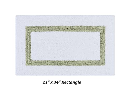 Better Trends 100% Cotton Hotel Collection Bath Mats Set, White & Sage Mats - Tufted, Reversible & Absorbent & Machine Washable 2 Piece Bathroom Rug Set, Shower & Sink Bath Mat, Rugs for Bathroom - color: White & Sage, size: 2 Piece Set (17" x 24" | 21" x