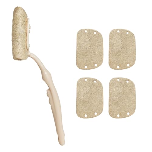 Natural Loofah Sponge with Handle, 5-Piece Replaceable Eco Sponges for Cleaning, Non-Scratch Scrubber for Dishwashing Cookware Pans, Kitchen Eco-Friendly Tools (10)