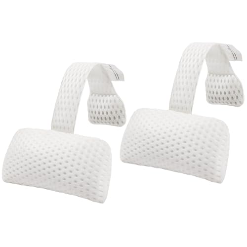Hot Tub Pillow for Outdoor Bathtub（2-Pack）, Non-Slip Universal Spa Headrest Bath Pillow for Bath Tub, Lounge Chair Pillow, Comfortable Head and Neck Support with Weighted Adjustable Strap
