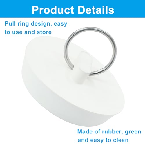 2 Pcs Rubber Drain Stoppers, 1-3/4 Inch Sink Plug | Durable Rubber, Hanging Ring, Universal Fit, For Kitchen Laundry Bathroom Bathtub - style: 1-3/4 Inch