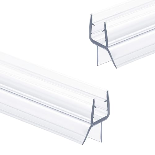 Shower Glass Door Bottom Seal, 2PCS 36 Inch Ultra Clear PVC Seal Strip with Sweep for 3/8"(10mm) Thick Frameless Glass Door, to Stop Water Leakage - style: 3/8" X 36"