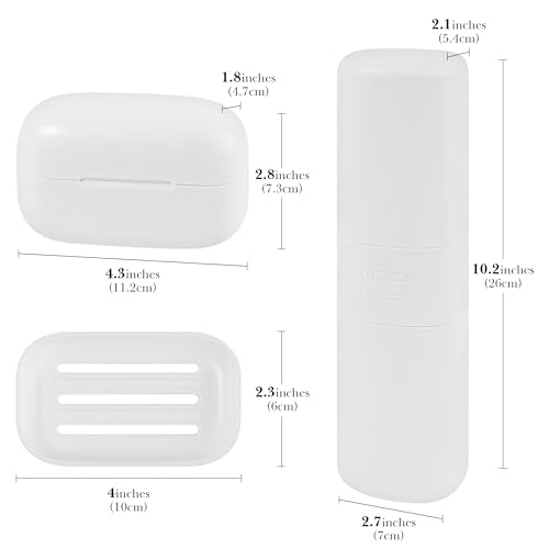 Linkidea Toothbrush and Toothpaste Travel Holder & Soap Case Set, Large Portable Gargle Container for Trips, Gym, Camping and School