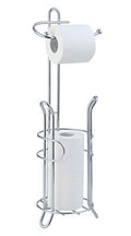 SunnyPoint Freestanding Toilet Paper Holder with Storage – Holds 3 Spare Rolls, Heavy-Duty Steel, Chrome Finish, Easy Assembly, Space-Saving Bathroom Organizer - color: Chrome
