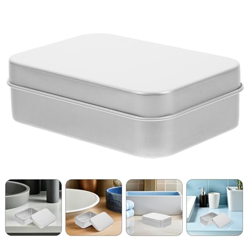 Operitacx 4pcs Portable Aluminum Soap Holder Set 150ml Lightweight Bar Soap Case with Lid and Drain Tray for Travel Camping Bathroom Kitchen Use