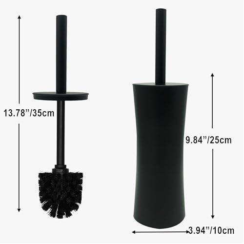 Vince Camuto Toilet Bowl Brush with Holder, Durable Bathroom Cleaning Tool, Modern Design for Easy Toilet Maintenance, Bathroom Cleaner Brush for Efficient Cleaning and Hygiene - color: Matte Black
