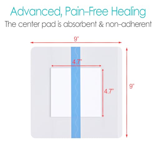 Waterproof Dialysis Port Shower Cover with Non Stick Center Pad Pd Catheter Shower Protection Shiled Chest Central Line Water Barrier Bath Guard Protectors Protective Film 9"X9" Pack of 10 - size: 9"x9" (Pack of 10)