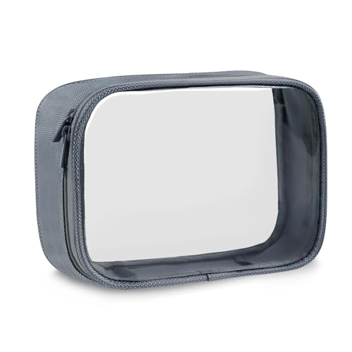 Moyad TSA Approved Toiletry Bag Clear Quart Size Travel Bags Makeup Bag | Large Opening, for Men and Women, Carry on Airline Compliant, Transparent Liquids Pouch, Grey - color: Grey, size: 1 Pack