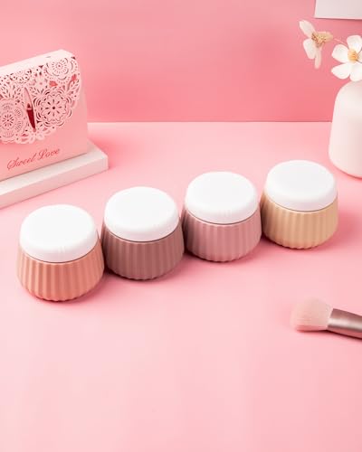 Mrsdry Travel Containers for Toiletries 4 Pack, TSA Approved Travel Size Toiletries, Travel Size Containers, With Clear Bag Leak Proof Silicone Jars, Travel Essentials Creams Jars Carrying Small Items - color: Red Soil, size: 3 oz