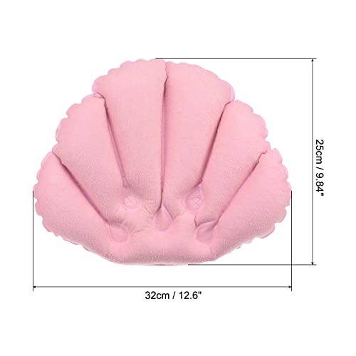 PATIKIL Inflatable Bath Pillow with Suction Cups, 3 Pack Terry Cloth Covered Shell Shape Bath Pillow Neck Support for Bathtub Hot Tub (Pink, White, Green) - color: Pink, Blue, Green