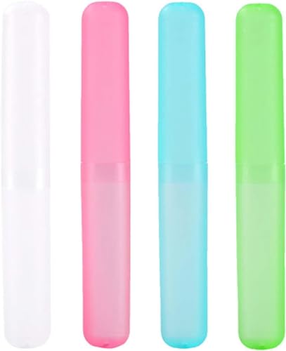 4 Pack Toothbrush Cases Travel Toothbrush Holder Portable Toothbrush Container Case Plastic Toothbrush Carrier Cover Case for Traveling, Bathroom, School, Home, Camping