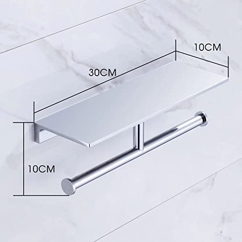 Heavy-Duty Double Toilet Paper Holder, Polished Chrome Dual Roll Toilet Tissue Holder with Phone Shelf | Solid Brass, Wall-Mount | Home & Commercial Bathroom - color: Chrome