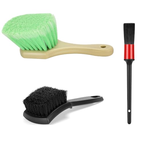 Fitosy Wheel Rim & Tire Brush Set, Soft & Stiff Bristle Wash Cleaning | Supplies Kit for Car Body Exterior Surface Carpet, Truck SUV RV Motorcycle
