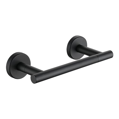 JQK Black Toilet Paper Holder, Double Post Pivoting Tissue Holder Wall Mount, 304 Stainless Steel Hold Mega Rolls, TPH150-PB - color: Matte Black