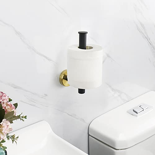 NearMoon Bathroom Toilet Paper Holder, Premium SUS304 Stainless Steel Rustproof Wall Mounted Toilet Roll Holder for Bathroom, Kitchen (1 Pack, Black and Gold) - color: Black and Gold