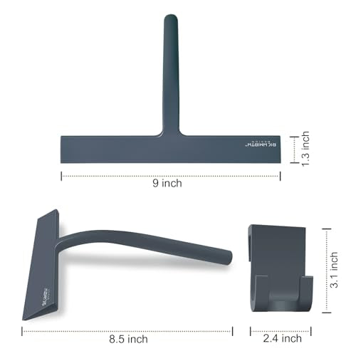 Shower Squeegee for Glass Doors, 9" Inch Width Silicone Rubber Blade Squeegee Window Cleaner Tool Squeegee for Shower Glass Doors Bathroom Mirror Car Window Tile - Gray - color: Gray, size: 9 Inches