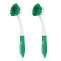 Dish Brush with Handle, 2 Pack Scrub Brushes with Built-in Scraper for Cleaning Kitchen, Pots, Pans and Sink, Scrubber Washing Tools, Green - color: Green