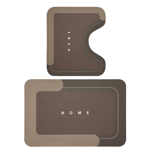 Housego 2PCS Absorbent Bath Mat Magic Rug Sets, Quick Drying Bath Mat Non-Slip Floor Rug Rubber Backed for Bathroom Kitchen Shower Sink, Water Absorbent (19.7''x23.6''+19.7''x31.9'', Brown) - color: Brown, size: 2 PCS (19.7" x 23.6", 19.7" x 31.9")