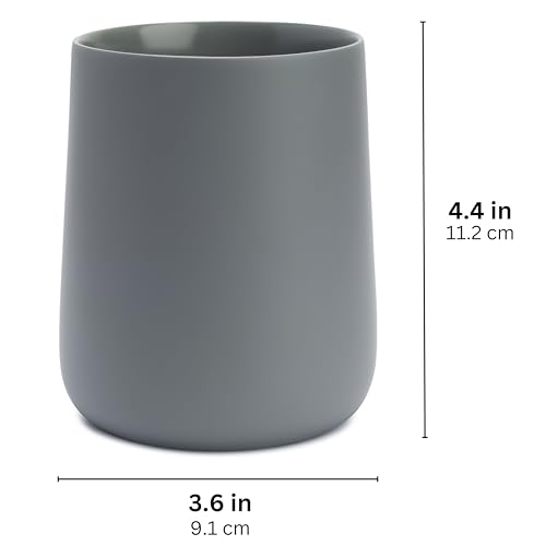 Yew Design Matte Gray Toothbrush and Toothpaste Holder and Cup for Bathroom Vanity and Countertop, Round Organizer for Electric Toothbrushes, Floss, Razors, Cotton, and Mouthwash - color: Round Matte Gray