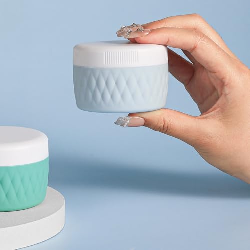 Kuangre Travel Containers for Toiletries, Silicone Cream Jars BPA-Free, TSA Approved 2oz Travel Size Containers, Leak-proof Silicone Jars with Lid for Cosmetic Face Hand Body Cream (4 Pack) - color: Mint, size: 2 Ounces