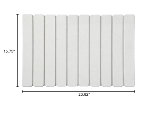 Diatomite Stone Bath Mat for Bathroom – Roll-Up & Foldable | 23.62" x 15.75" | Quick Drying & Super Absorbent | Long Diatomite Stone Drying Mat| Non-Slip | Durable | Off White - color: White